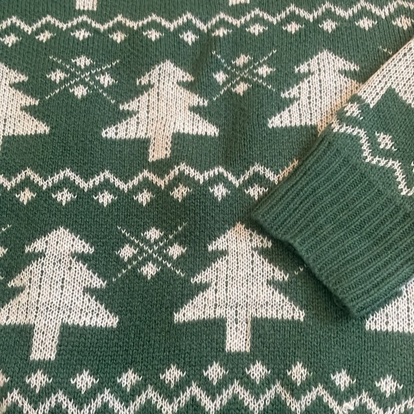 Christmas Tree Pattern Drop Shoulder V Neck Cardigan - Picture 10 of 11